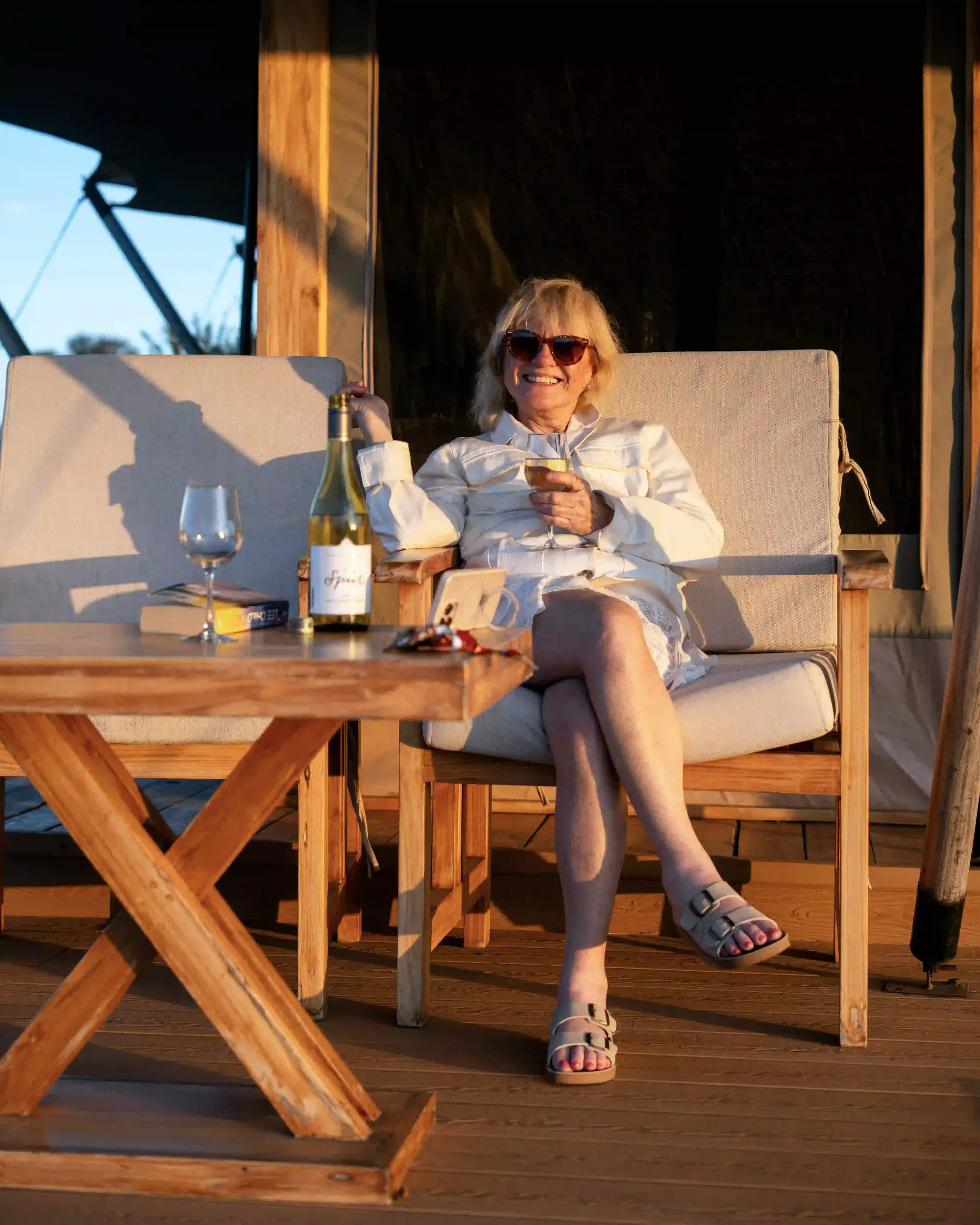 Relaxing on a lodge deck — the facilities and views classic lodges are known for.