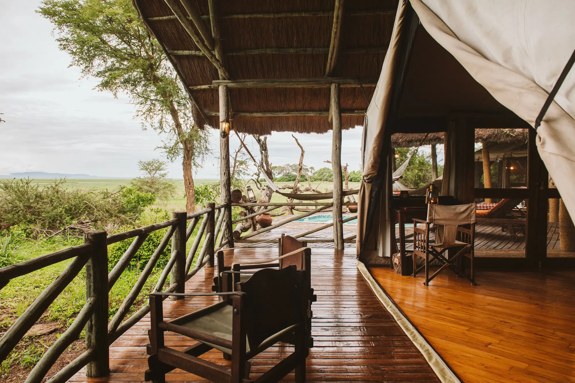 Tent veranda looking out over the Katisunga Plain