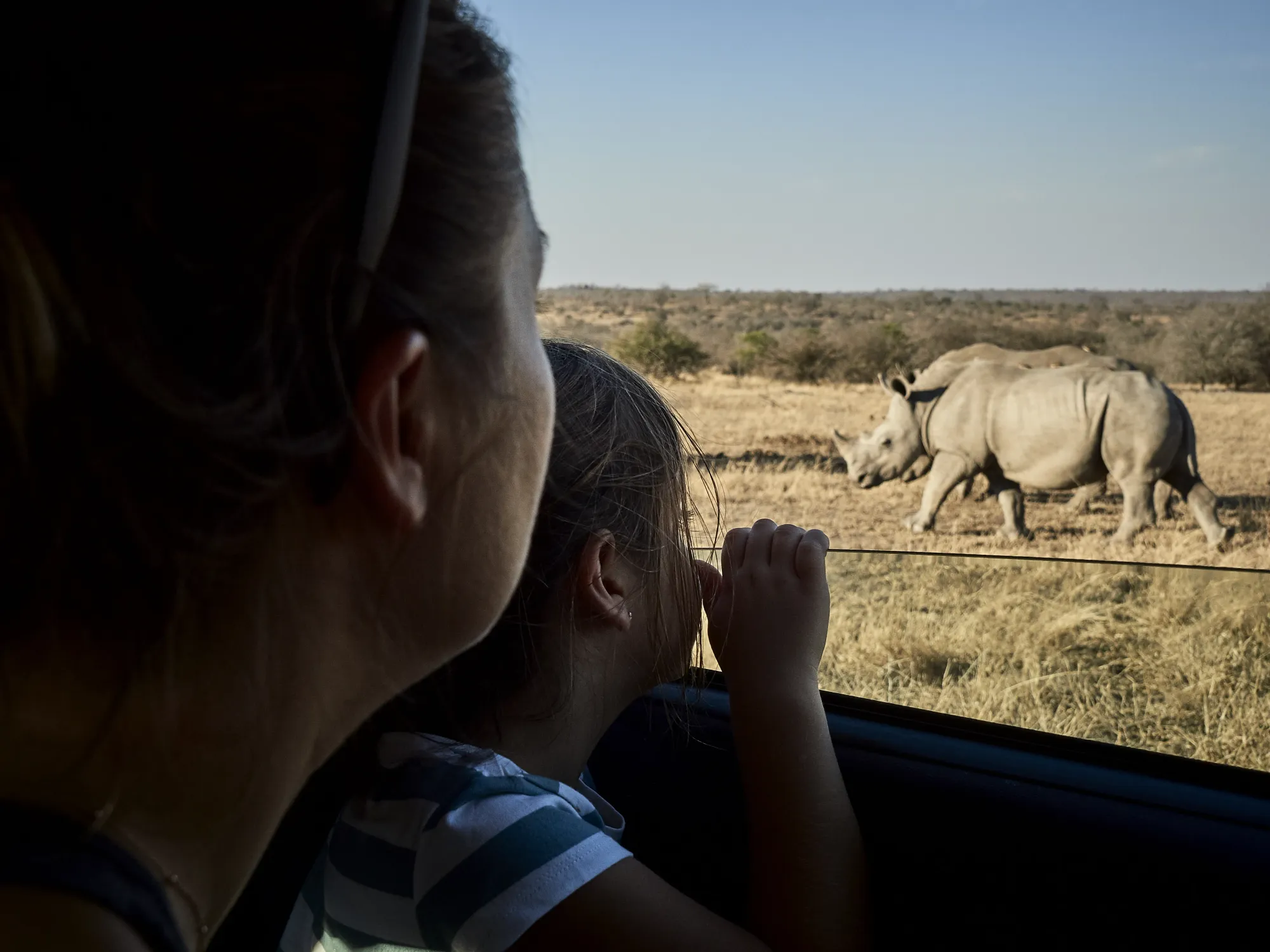 A parent and child watching wildlife safely — good pacing and clear rules make family safaris work.
